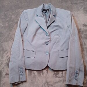 Body by Victoria Suit Jacket Blazer Womens Size 4 Pale Blue Cotton Stretch